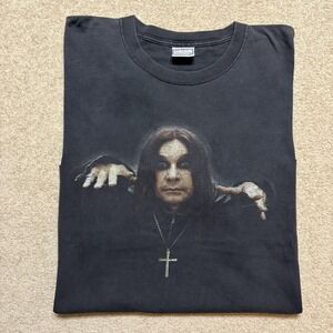 Vtg Ozzy Osbourne Shirt Mens XL Faded Black Portrait Graphic Tee 2002 All Sport